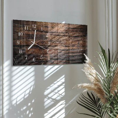Horizontal rectangular wall clock Natural wood