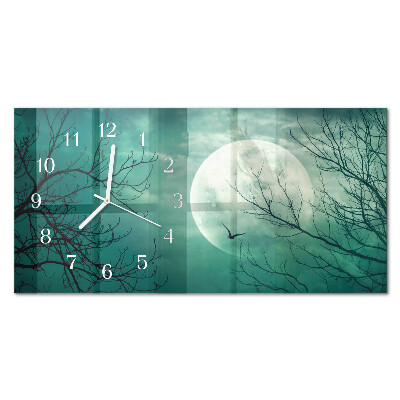 Glass wall clock horizontal Silver globe