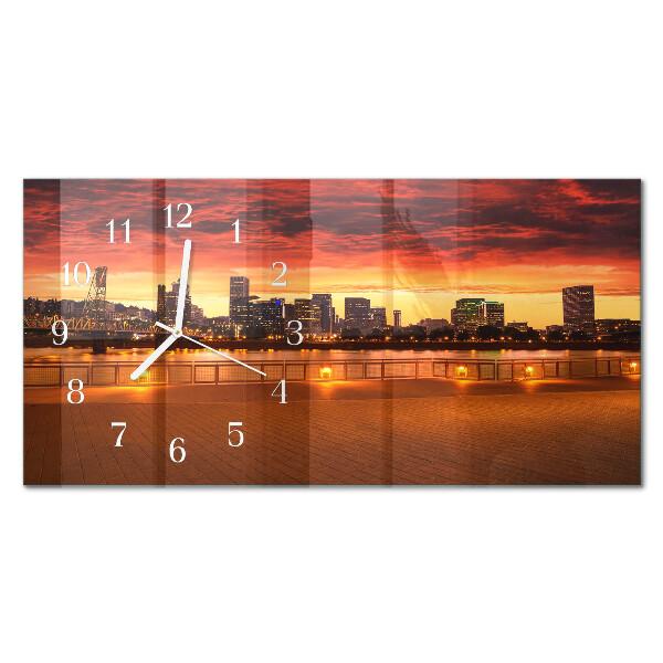 Horizontal wall clock Golden hour
