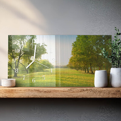 Glass wall clock horizontal Green nature