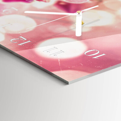 Rectangular glass clock horizontal Orchids