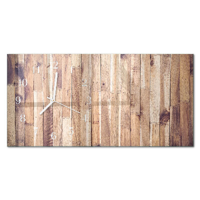 Rectangular glass clock horizontal Wooden boards