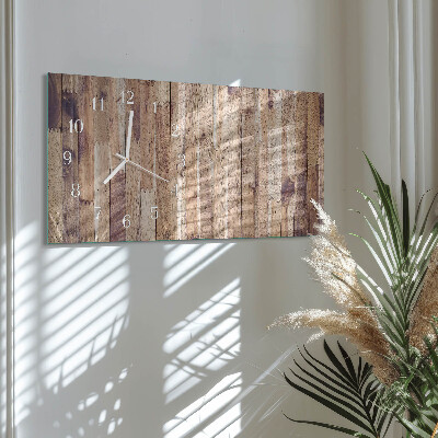 Rectangular glass clock horizontal Wooden boards
