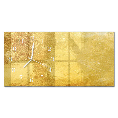 Horizontal rectangular wall clock Metallic surface
