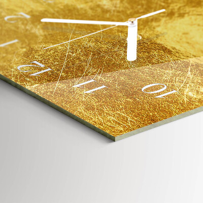 Horizontal rectangular wall clock Metallic surface