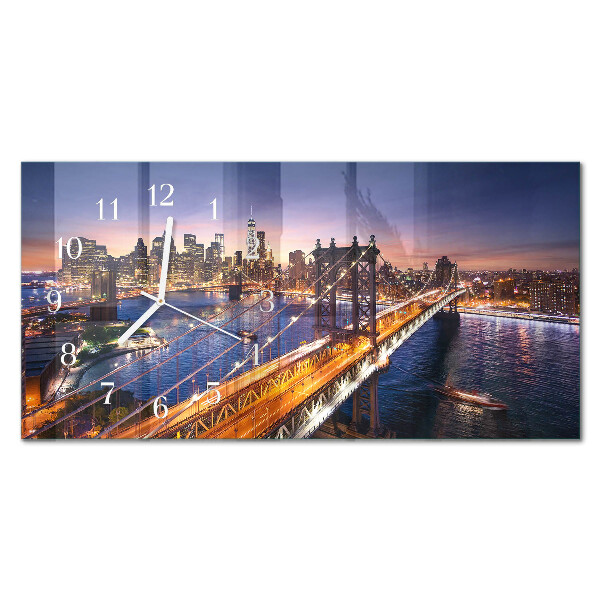Rectangular glass clock horizontal New York