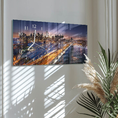 Rectangular glass clock horizontal New York