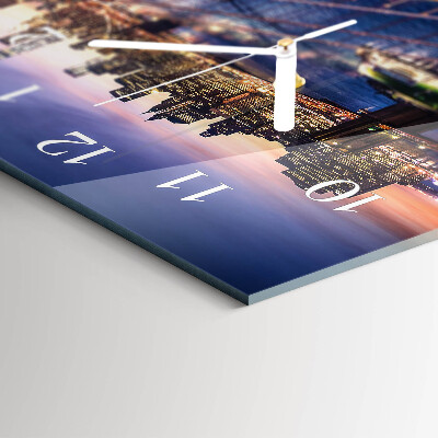 Rectangular glass clock horizontal New York