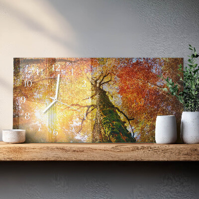 Glass wall clock horizontal Autumn season