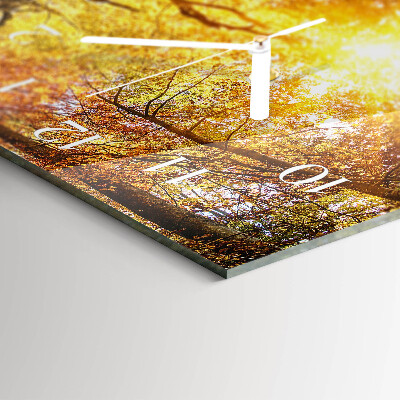 Glass wall clock horizontal Autumn season