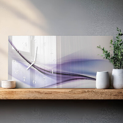Rectangular glass clock horizontal Colorful waves