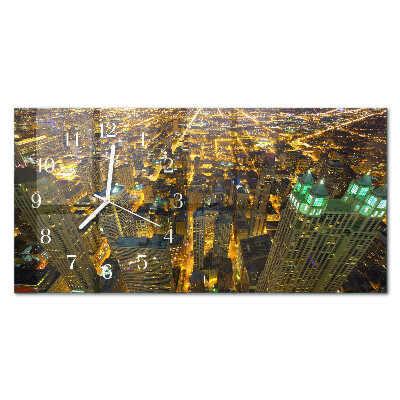 Rectangular glass clock horizontal The illuminated city