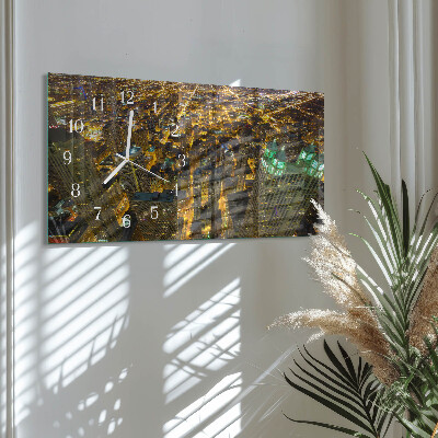Rectangular glass clock horizontal The illuminated city