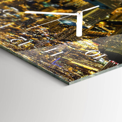 Rectangular glass clock horizontal The illuminated city