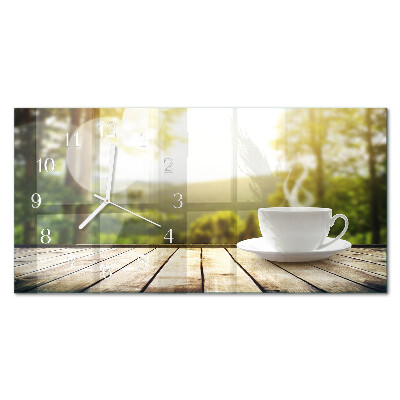 Horizontal wall clock A cup of coffee