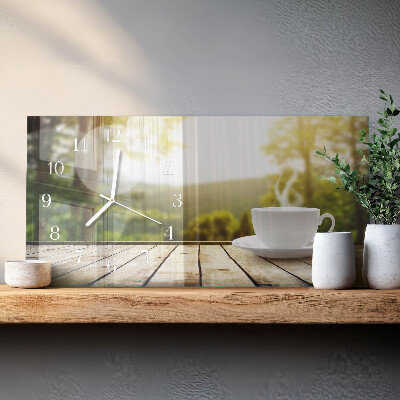Horizontal wall clock A cup of coffee