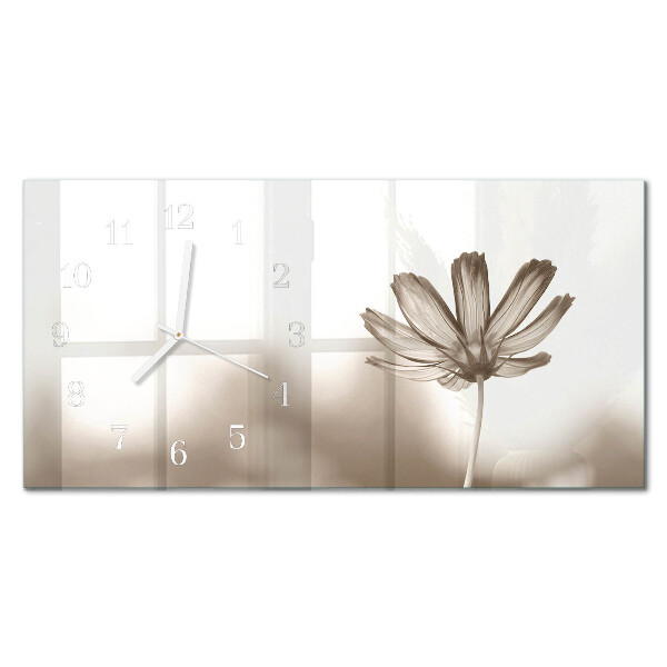 Rectangular glass clock horizontal A flower has bloomed