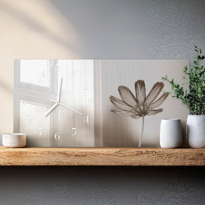 Rectangular glass clock horizontal A flower has bloomed