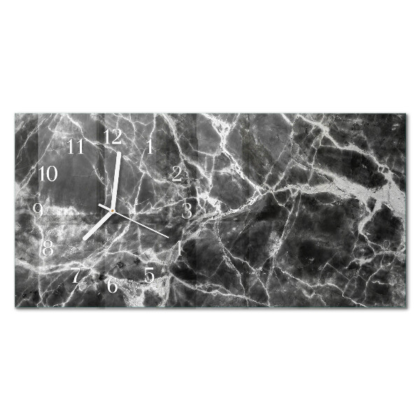 Rectangular glass clock horizontal Black marble