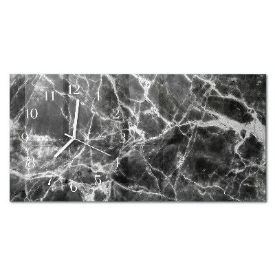Rectangular glass clock horizontal Black marble