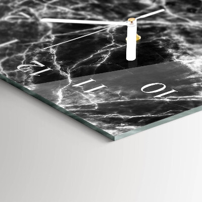 Rectangular glass clock horizontal Black marble