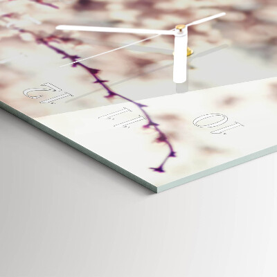 Rectangular glass clock horizontal Cherry blossoms