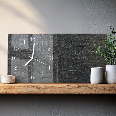 Glass wall clock horizontal Slate stone