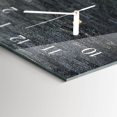 Glass wall clock horizontal Slate stone