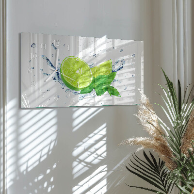 Horizontal wall clock Lemon with mint