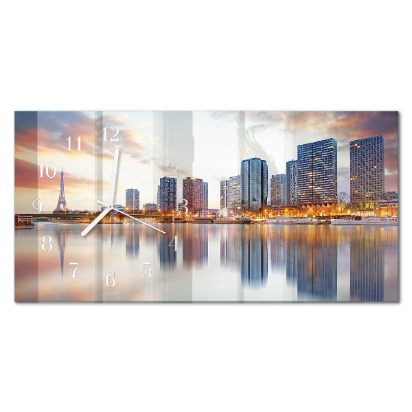 Rectangular glass clock horizontal Evening Paris