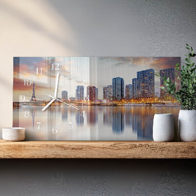 Rectangular glass clock horizontal Evening Paris