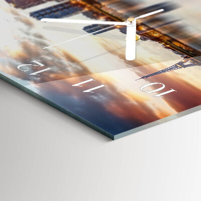 Rectangular glass clock horizontal Evening Paris