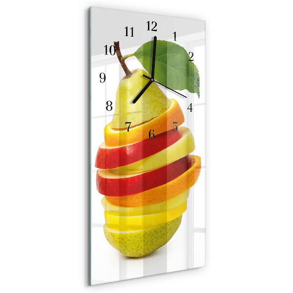 Glass clock vertical Fruit