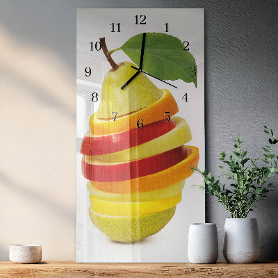 Glass clock vertical Fruit