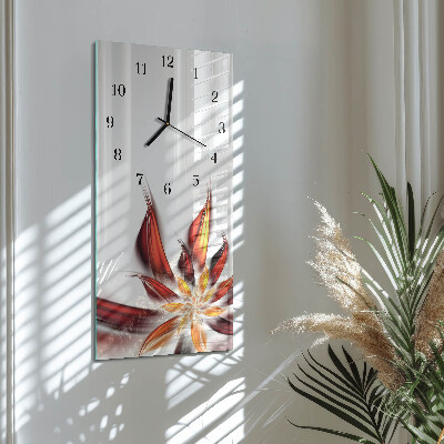 Glass wall clock vertical Flower