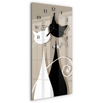 Vertical wall clock Cats