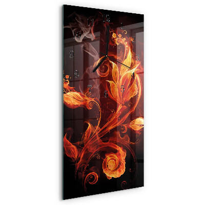 Vertical wall clock Abstract flowers