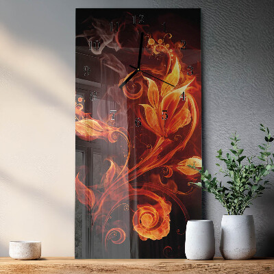 Vertical wall clock Abstract flowers