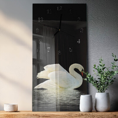 Glass clock vertical Swan