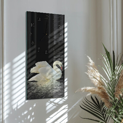 Glass clock vertical Swan