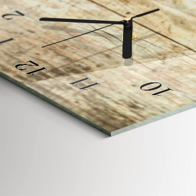 Glass wall clock vertical Wood with coffee beans