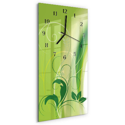 Modern vertical wall clock Floral pattern