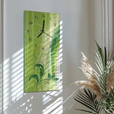 Modern vertical wall clock Floral pattern