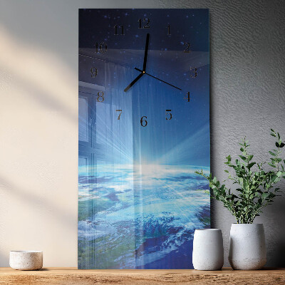 Modern vertical wall clock Earth's Universe
