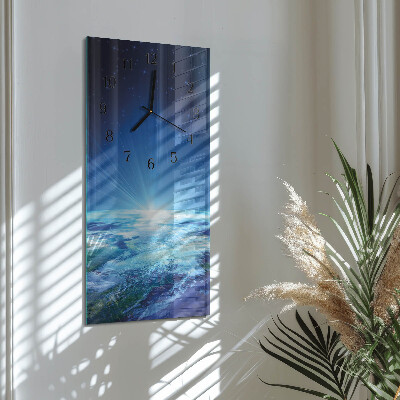 Modern vertical wall clock Earth's Universe