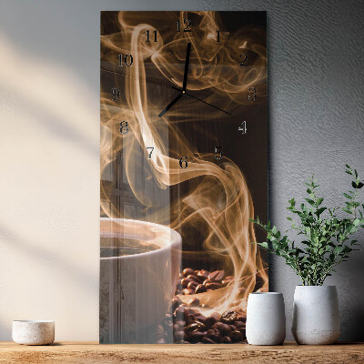 Modern vertical wall clock A cup of coffee
