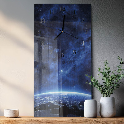 Glass clock vertical Cosmos