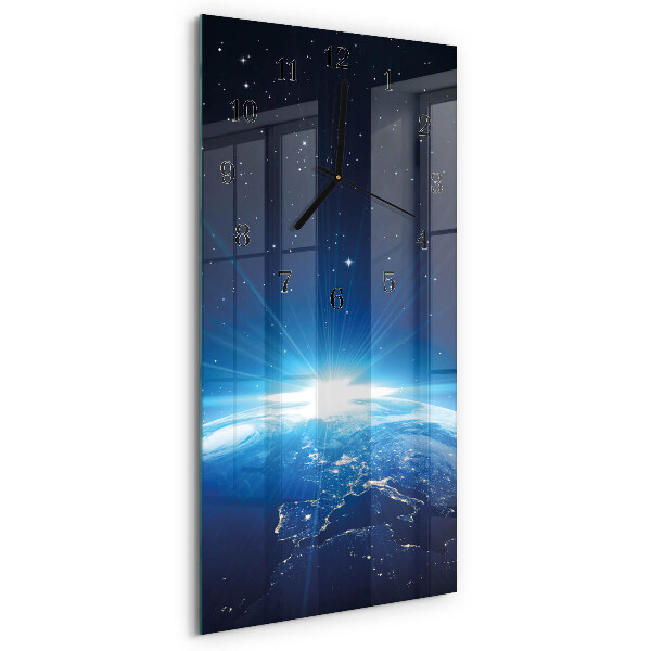 Vertical rectangular wall clock Earth's Universe