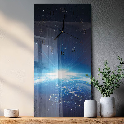 Vertical rectangular wall clock Earth's Universe