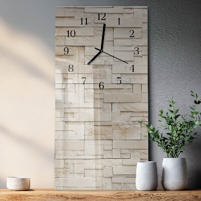 Vertical rectangular wall clock Stone wall